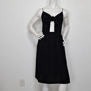 Free Press Black Spaghetti Strap Front Bow Midi Dress Size M